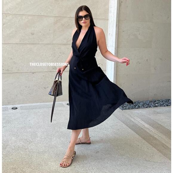 Zara Navy Halter Maxi Dress - Picture 11 of 16